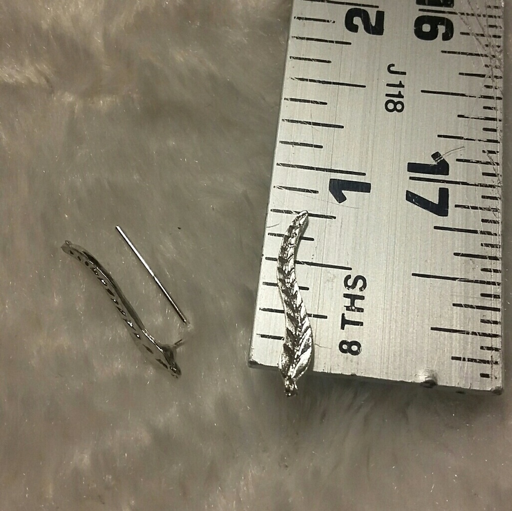 Sterling Silver Plated Leaf Ear Cuffs - Picture 3 of 5